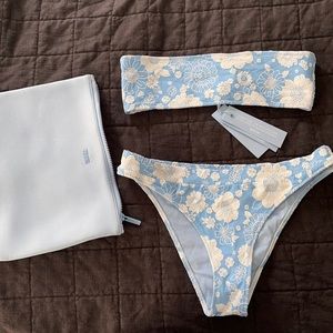 Triangl - blue floral bandeau bikini set